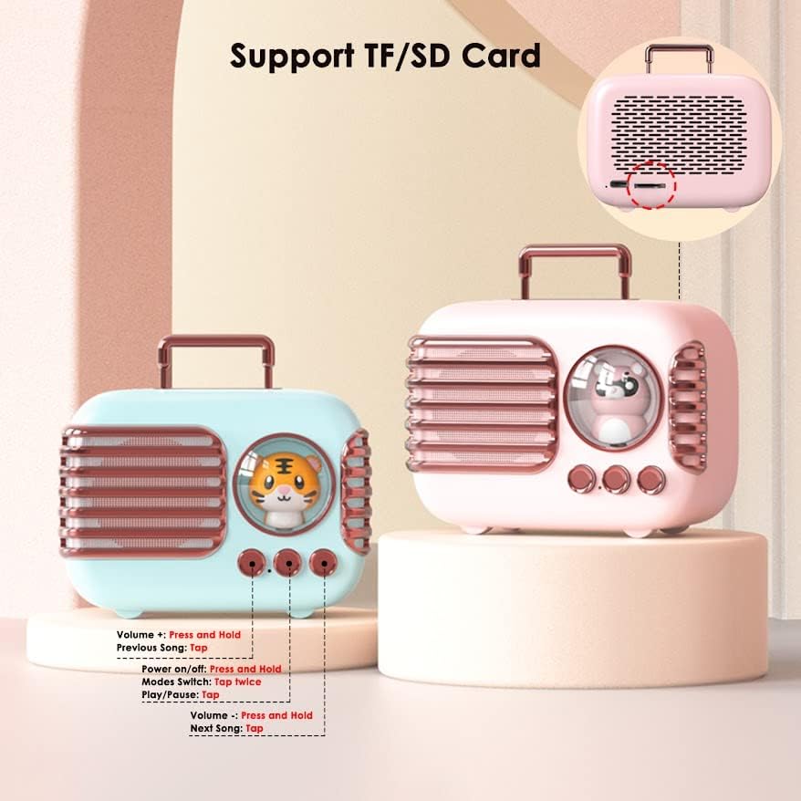 Miniatura 6 de Altavoz Bluetooth inalámbrico, lindo mini altavoz portátil con emparejamiento TWS, sonido fuerte, tiempo de reproducción de 4 horas, micrófono,