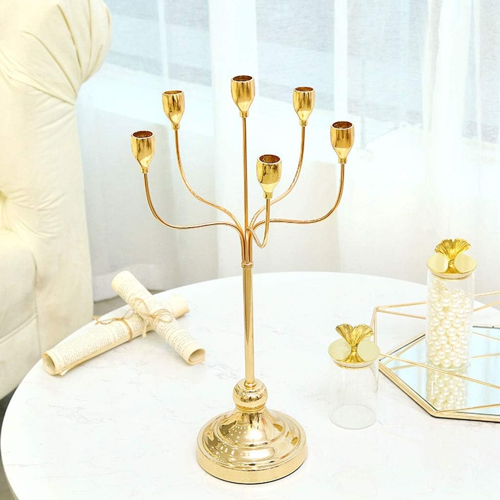 Candle Holder Antique 6 Arm Candelabra European Style Metal Candle Holder for Home Wedding Christmas Party Decoration Candlestick Candlestick Candelabra (Gold)
