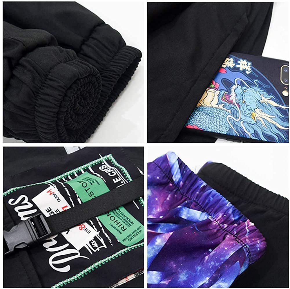 XYXIONGMAO Uomo Nero Cyberpunk Riflettente Joggers Tuta Techwear Pantaloni Della Tuta Hip Hop Streetwear Cargo Pantaloni per gli Uomini