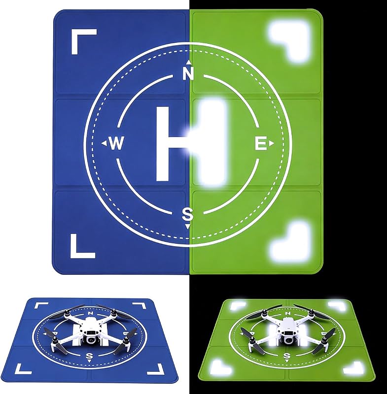 Drone Landing Pad Weighted, Foldable Launch Pad for DJI Drone Accessories | 26“Nighttime Reflective Double-Sided Waterproof Pad for DJI Neo/Flip/Mini 5 Pro/Mini 4 Pro/Avata 2/Air 3，for Skyrover S1