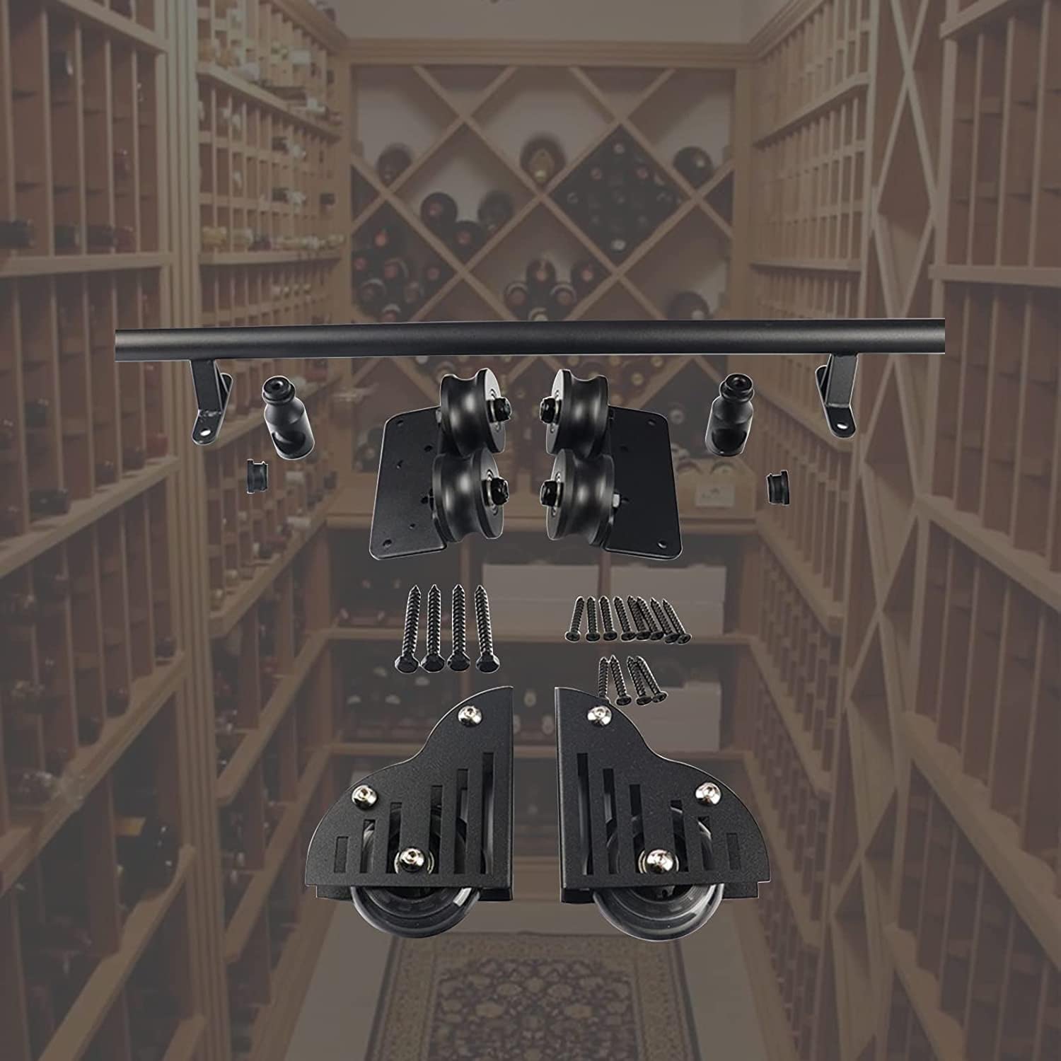 Kit de quincaillerie pour échelle coulissante robuste en finition noir mat