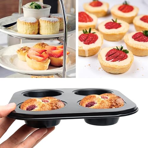 Miniatura 4 de Molde para magdalenas de 4 tazas Bandeja antiadherente para hornear cupcakes Molde de acero al carbono para tartas para el hogar, cafetería y
