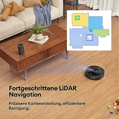 Ultenic Robot Vacuum Cleaner with Mop, Time Scheduled, 160mins Runtime, Hands-free 3L Self-Empty Dock, Carpet Auto-boost, Smarter Lidar Navigation, APP/Alexa,Ideal for Floor Carpet Pet Hair, T10 ELITE - Image 3