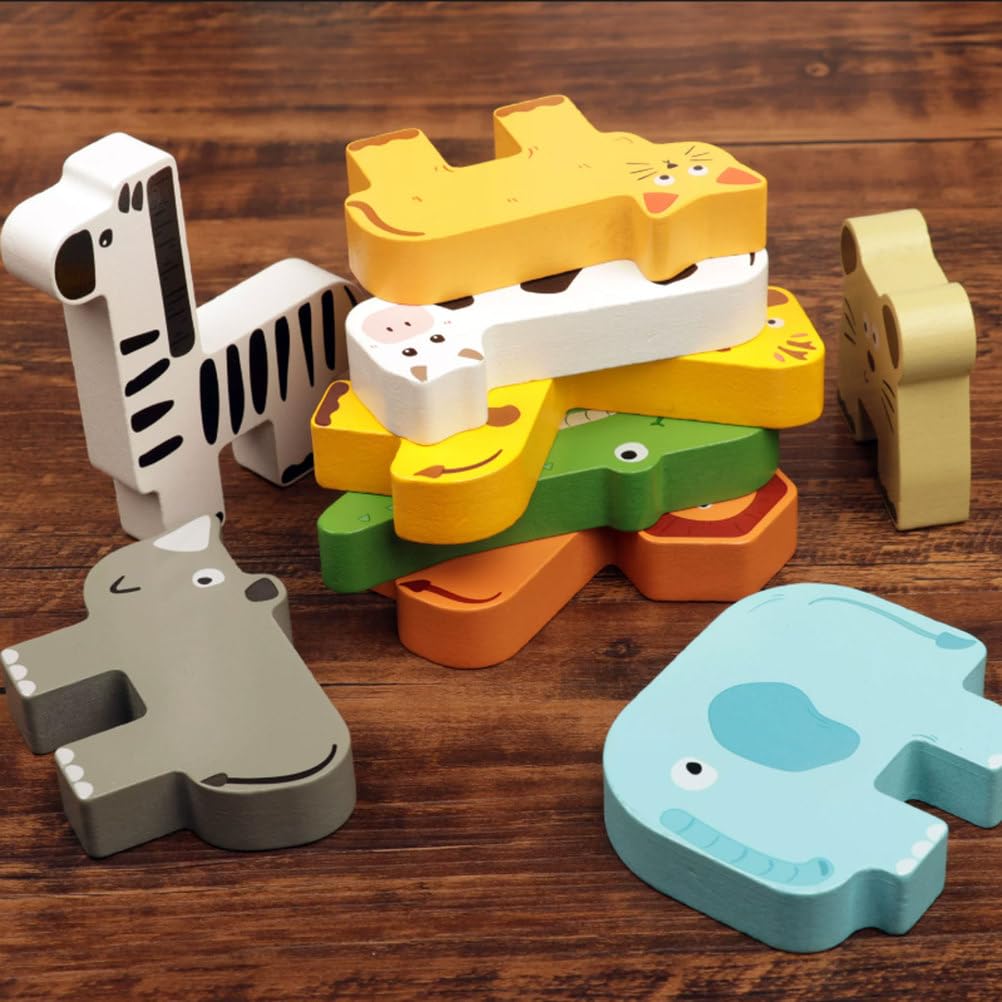 Juguete Bloques Madera Montessori Balance Apilamiento Animales