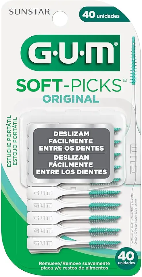 Soft Picks GUM Original, Palitos Interdentais, com estojo portátil, 40 unid., Gum