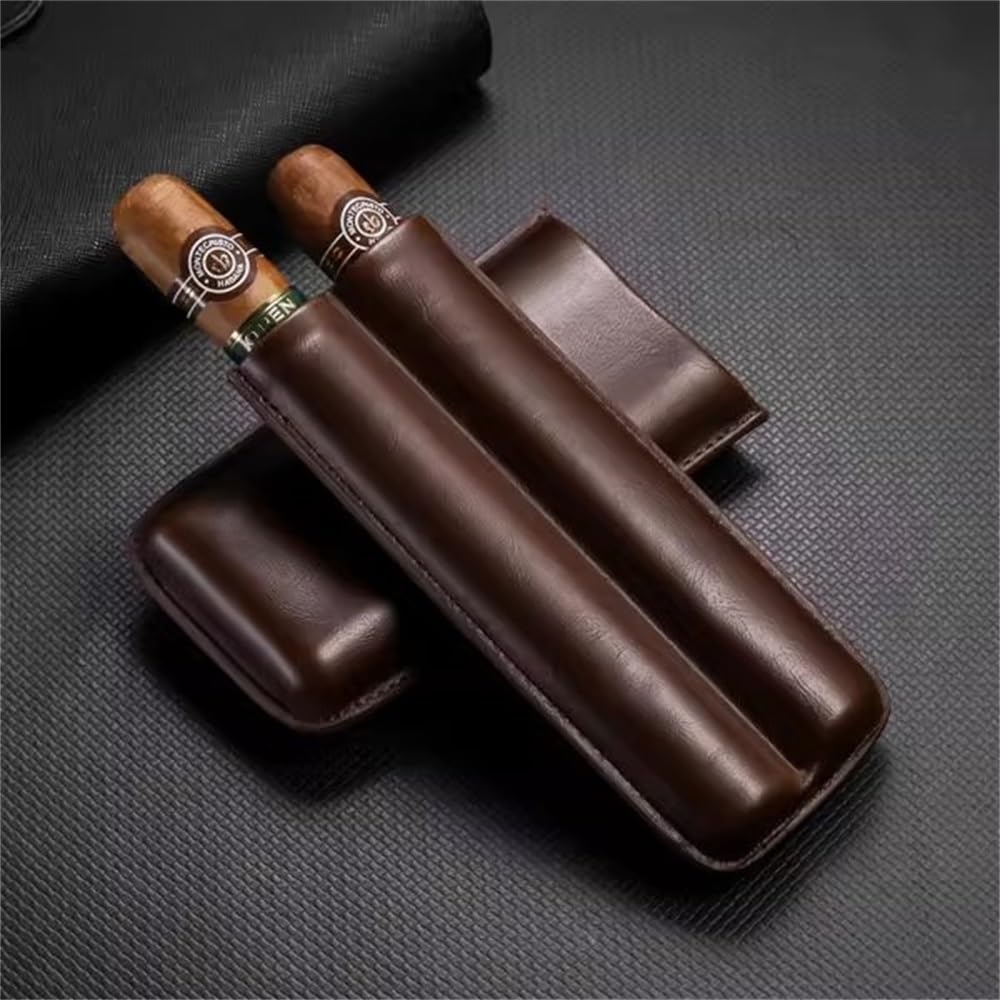 Scatola Per Sigari Portatile Custodia for sigari portatile con umidificatore for sigari(Brown)