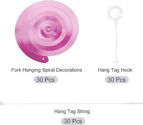 Miniatura 3 de MECCANIXITY 30 remolinos colgantes de color rosa claro para fiesta, decoración colgante de una sola tira de papel de aluminio de 27.6 pulgadas,