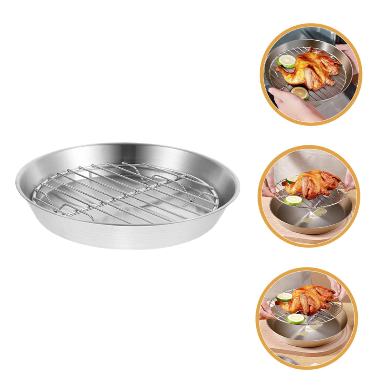 Bandeja para Asar de Acero Inoxidable, Multiusos, Plata