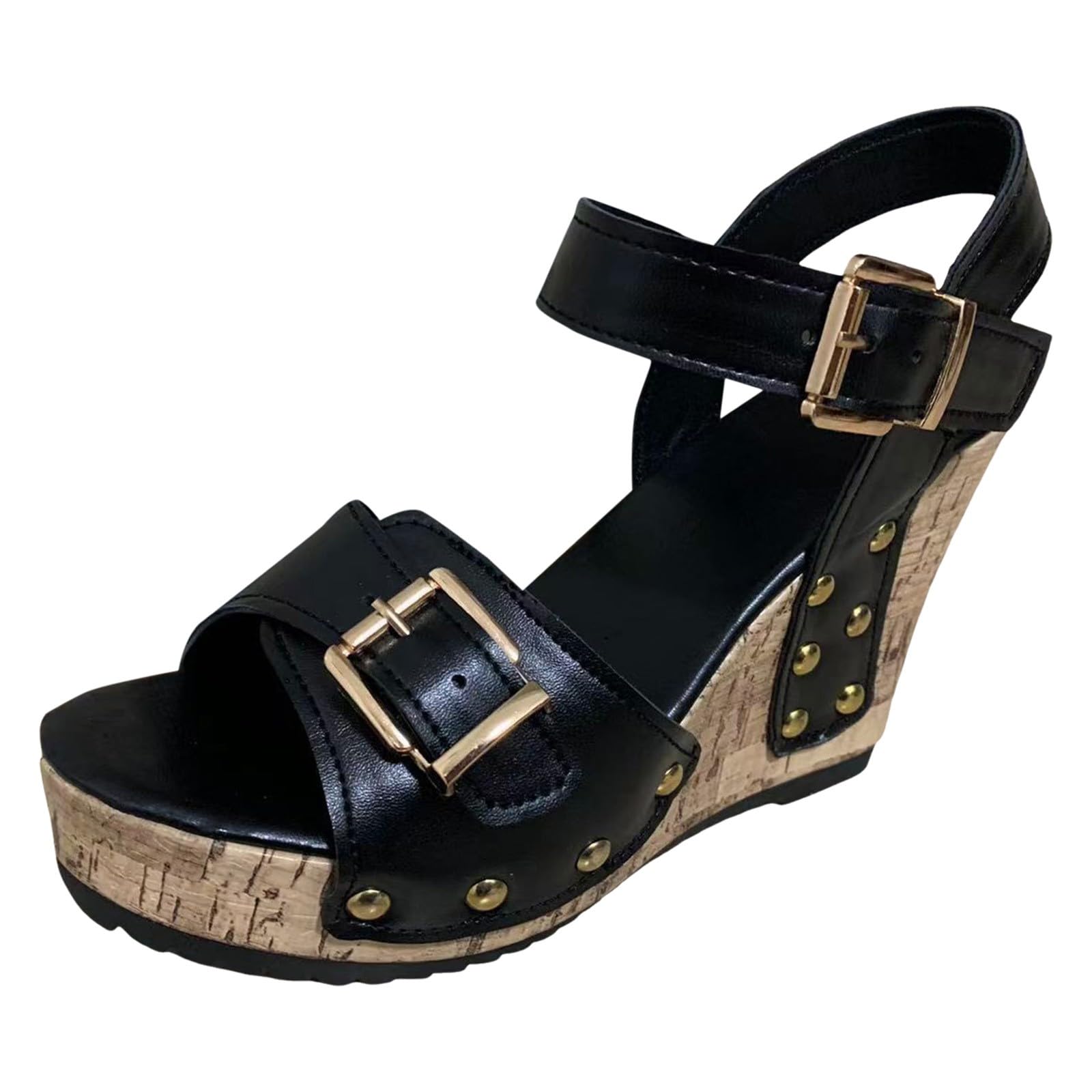 Generisch 2026 Sandalias de tacón alto para mujer Sandalias negras de moda