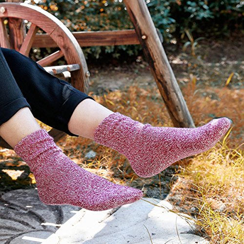 Image of JOYCA & CO. 3-5 Pairs Womens Multicolor Fashion Warm Wool Cotton Thick Winter Crew Socks