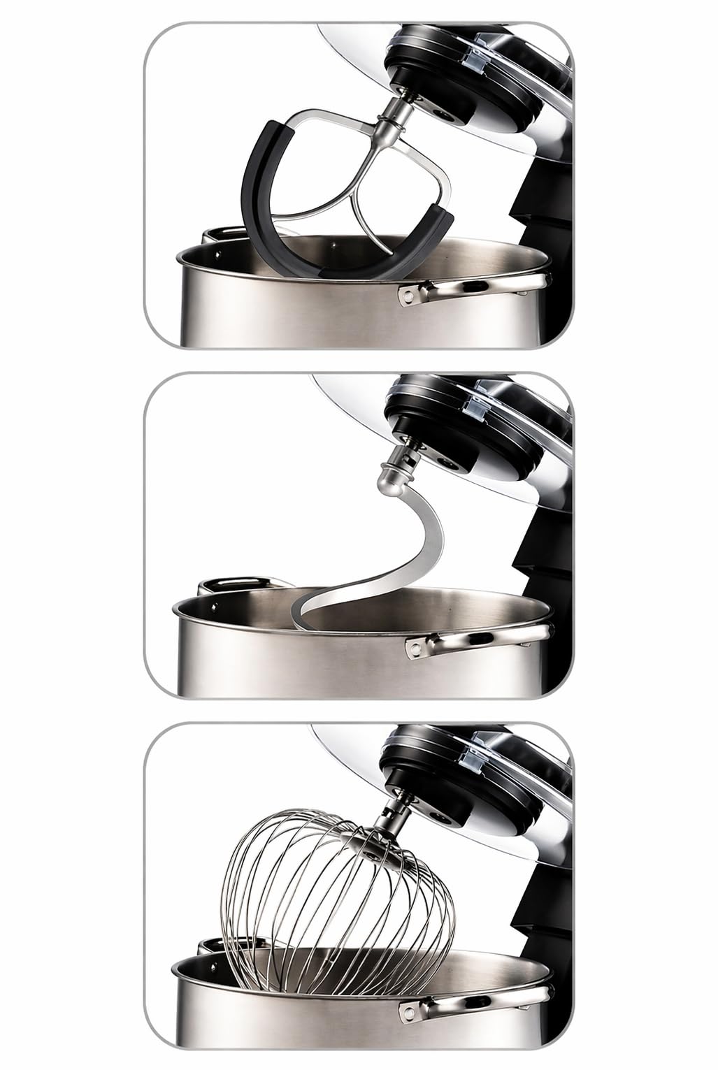 Batidora Amasadora Profesional 2800W, 16L, Robot de Cocina Multifunción con Bol de Acero Inoxidable, 6 Velocidades, Pantalla Digital, Accesorios para Amasar, Mezclar y Batir