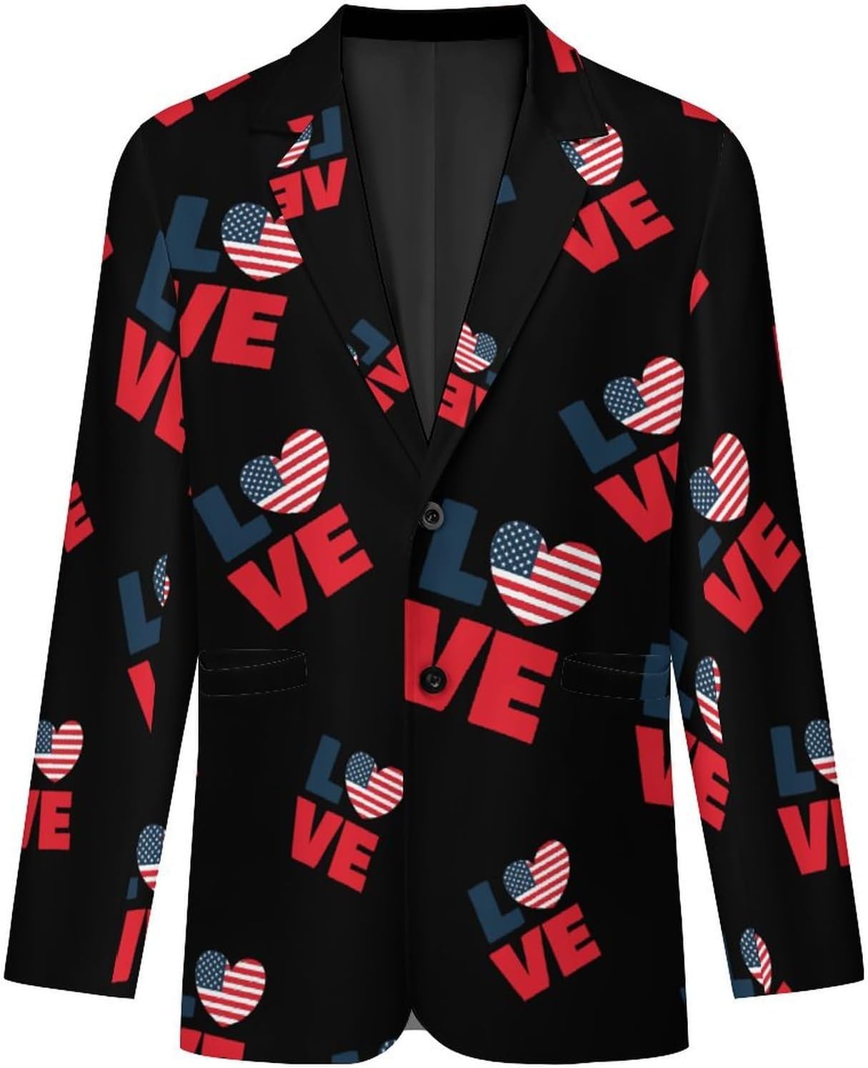 L Love US Trendy Men's Two Button Suit Funny Casual Slim Fit Blazer Coat Tuxedos Jackets