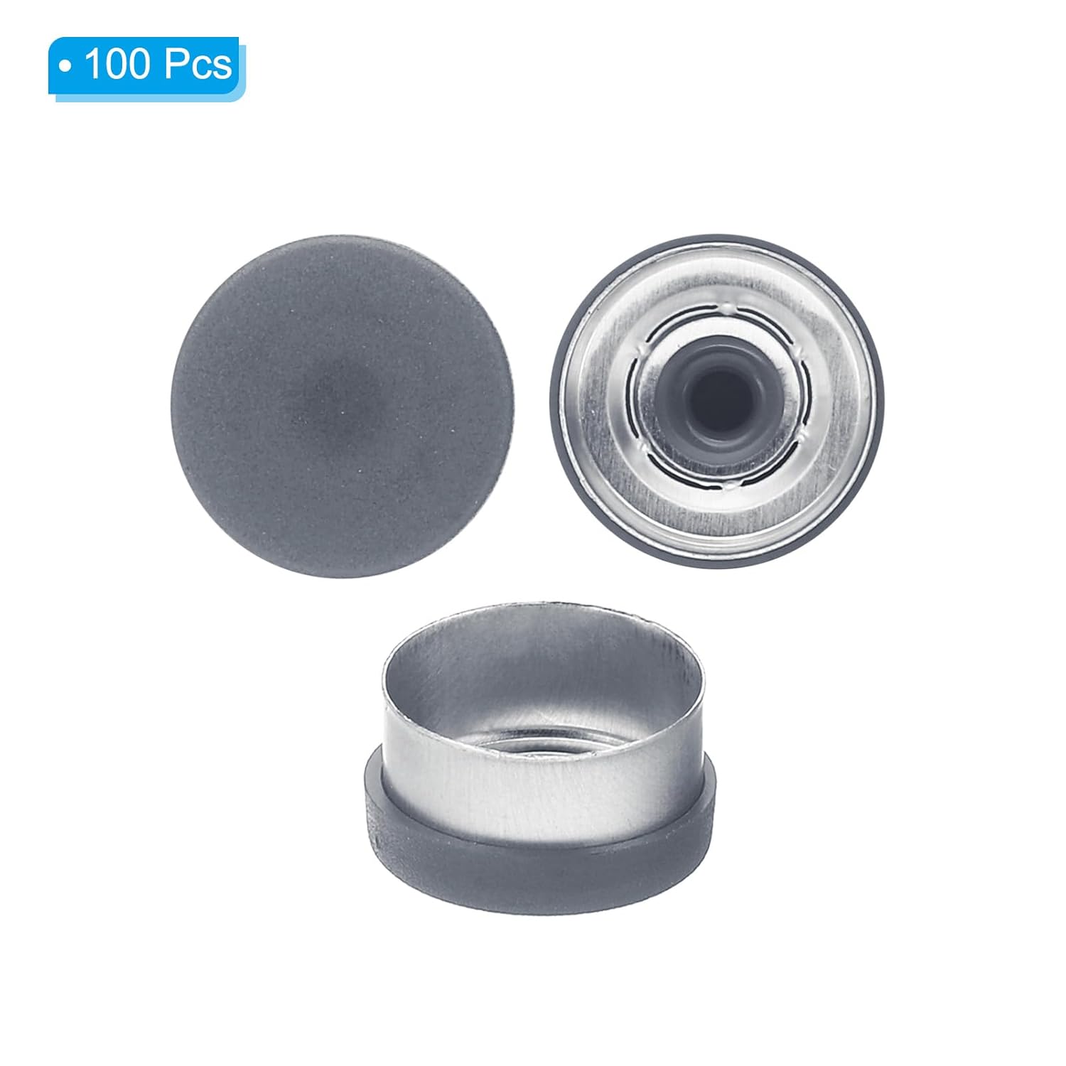 PATIKIL 13mm Flip Off Caps, 100 Pcs Flip Off Caps Flip Off Seals Flip Off Vial Seals Plastic Aluminum Caps Cover for Glass Vial, Grey