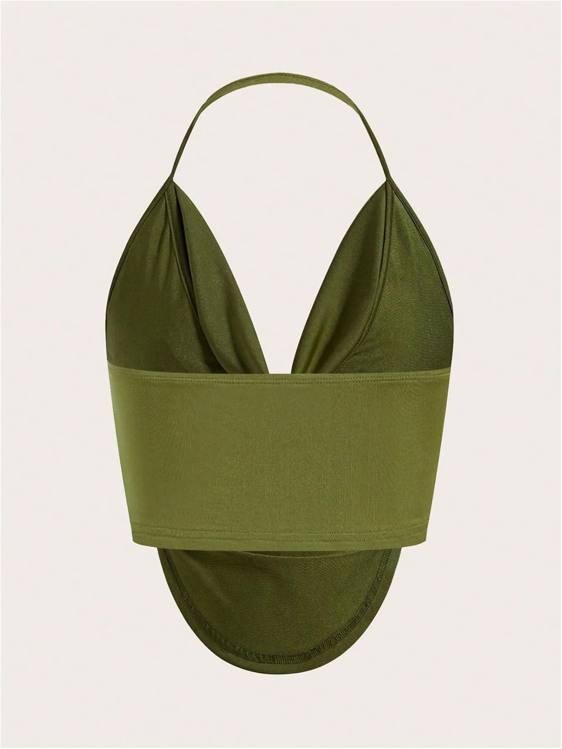 Women's Draped Backless Halter Top Asymmetrical Hem Slim Fit Camisole Top Clubwear - Image 2