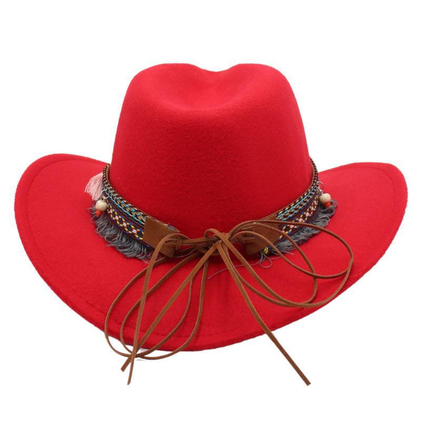 HYYSXBW 8 Colors Kids Western Hats Boys Girls Cowboy Felt Fedora with Tassel Belt Khaki