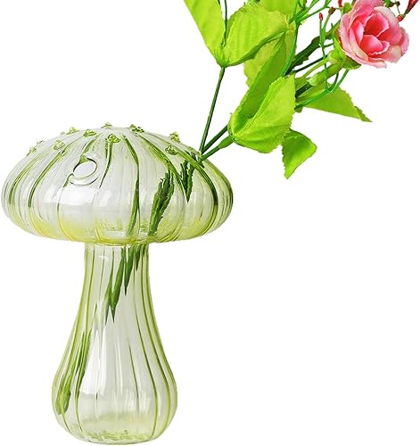 Jarrón de vidrio en forma de hongo, macetas hidropónicas transparentes, plantas de flores para centro de mesa decorativo, decoración de mesa, fiesta
