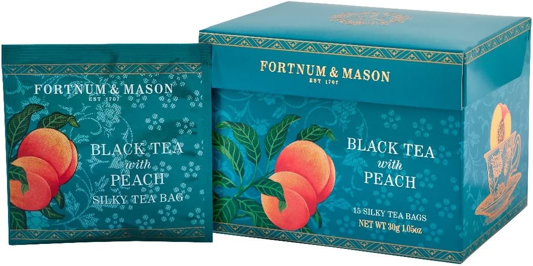 Fortnum and Mason Black Tea with Peach 15 Silky Tea Bags 30g (1 Pack)