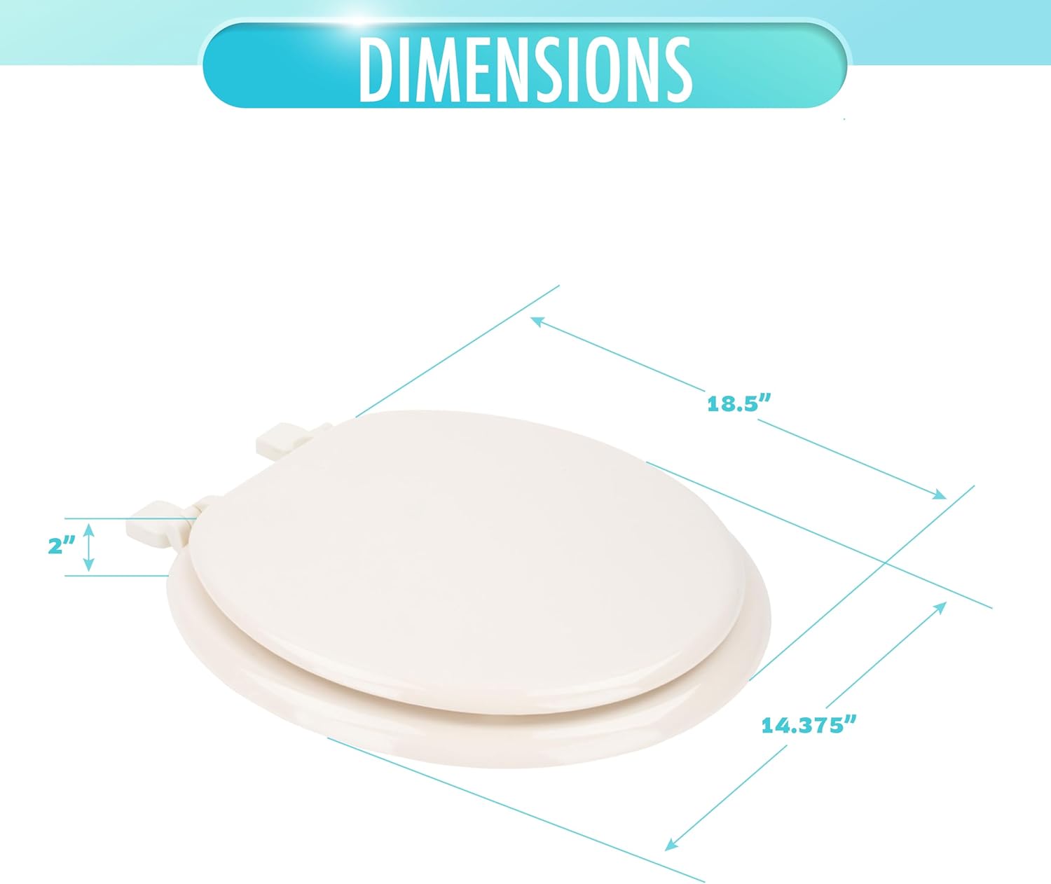 LDR 18.5 x 14.375 x 2 in. Round Molded Wood Toilet Seat 050 1066BS, Round Toilet Seat Replacement for Bathrooms, Durable Painted Finish, Easy Install Hardware, Bathroom Accessory for Home Improvement