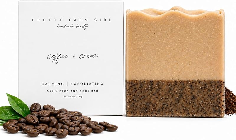 Sabonete em barra Pretty farm girl de café, creme, sebo bovino e leite de cabra