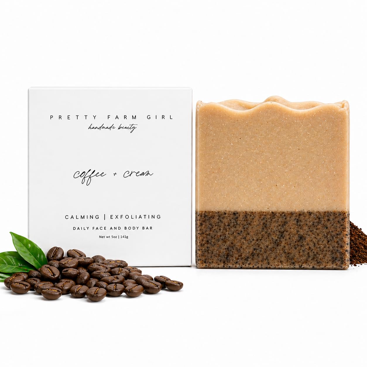 Pretty farm girl Coffee & Cream Beef Tallow Soap & Goat Milk Soap – Natural Organic Soap – Handmade Organic Soap Bar for Soft & Smooth Skin – Coffee Scented Bar Soap