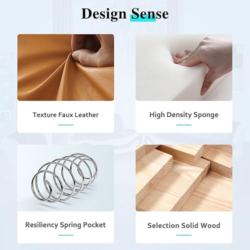 Miniatura 5 de Juego de sofá de cuero para sala de estar, juego de muebles de sala de estar de 3 piezas, juego de sofá moderno con sofá de 3 plazas, sofá biplaza