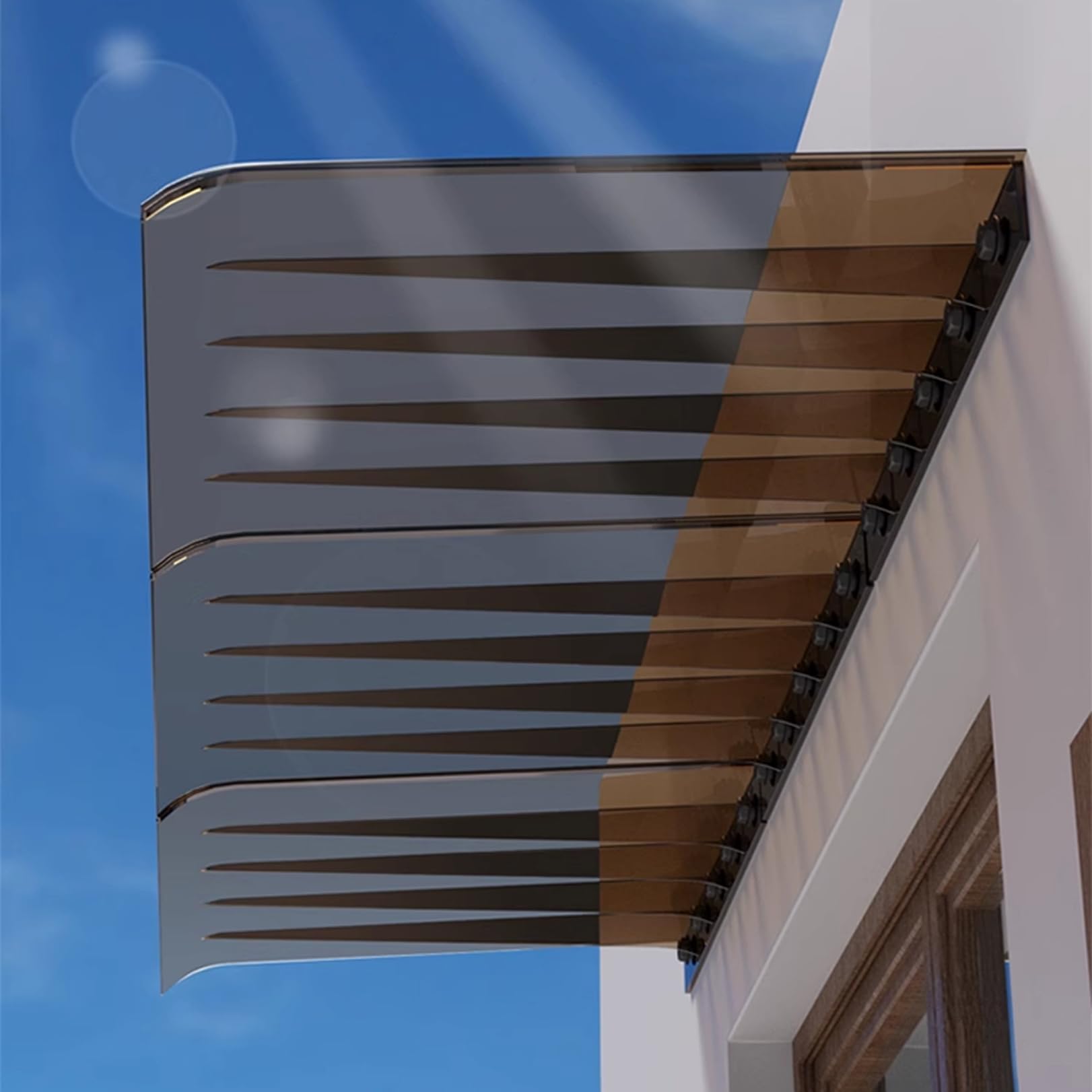 GJMSSMY Outdoor Door Canopy, Sun Protection Awning, Rain Shield Canopy, Polycarbonate Window Cover, Patio Awning for Entrance, Durable Outdoor Shelter