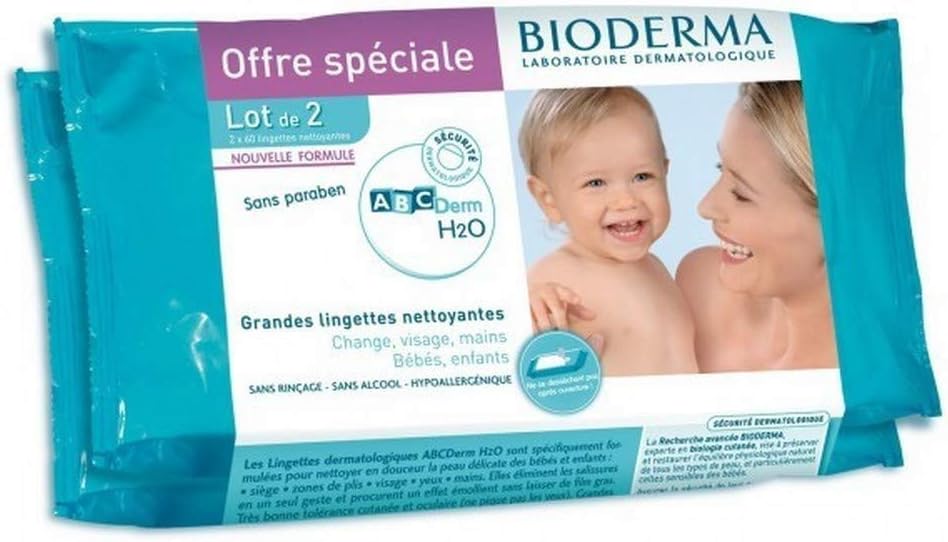 Bioderma ABCDerm H2O Cleansing Wipes x 2