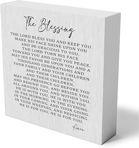 The Blessing - Cartel decorativo de madera con letras de canción cristiana, letras de las escrituras, caja de madera para decoración del hogar,