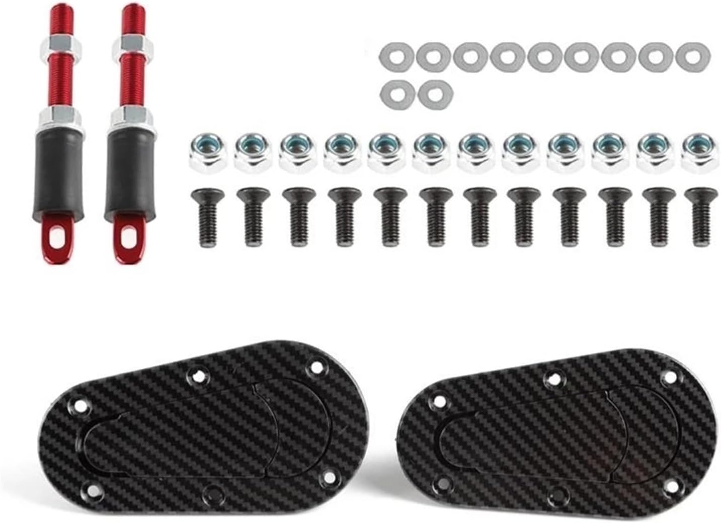 Decoration 2Pcs Universal Racing Car Hood Pin Engine Bonnet Latch Lock Mount Kit With/without Lock Key Light(Carbon fiber no lock)