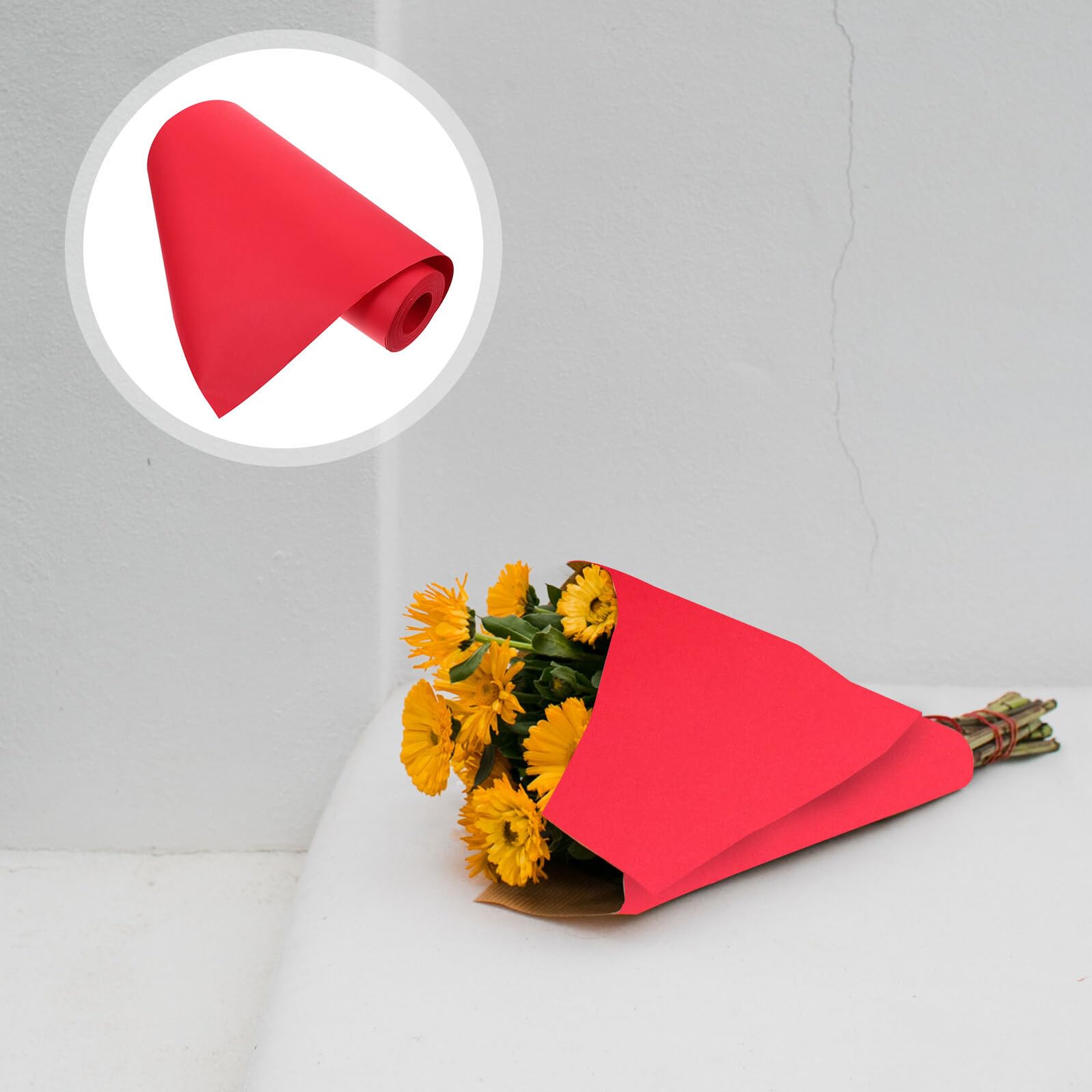 IWOWHERO Rote Kraftpapierrolle Verpackungspapier Robust Vielseitig Einsetzbar Geschenkpapier Weihnachten Geburtstag Hochzeit Kunsthandwerk