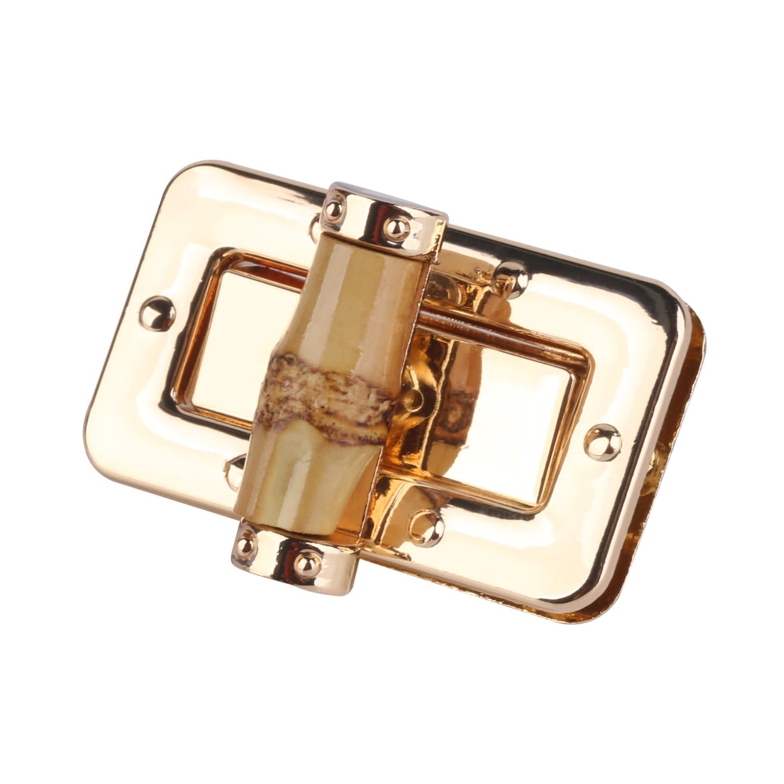 PVUVTNAHW 10pcs Rectangle Metal Bamboo Clasp Turn Twist Lock For DIY Handbag Leather Craft Bag Purse Hardware(Lightgold)