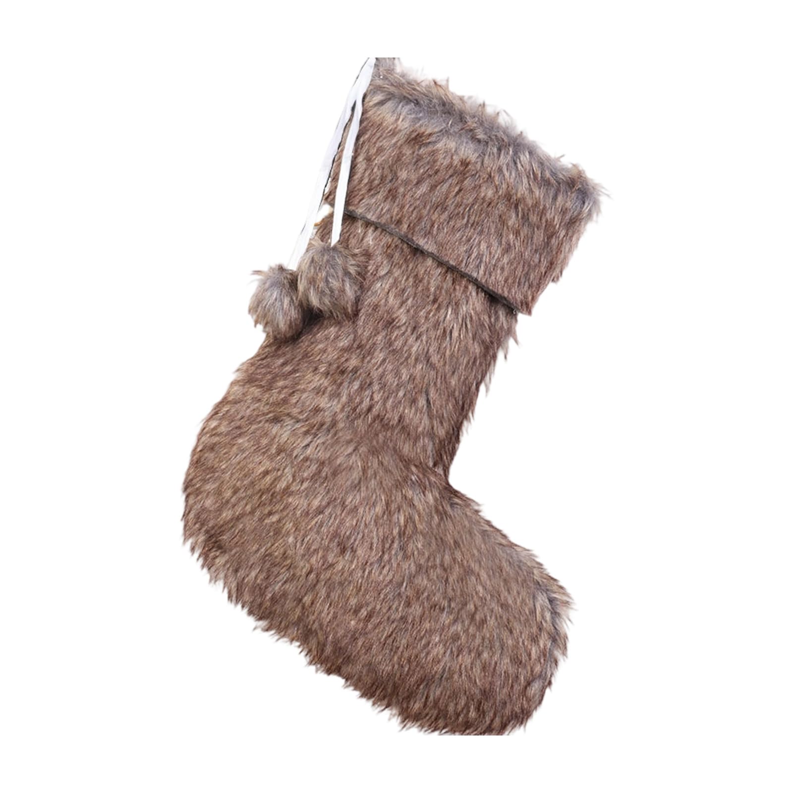 Tsophreniq Faux Furs Stocking Christmas Sock Ornament with Reinforced Loop for Fireplaces Mantels Decorations Family Christmas Accessories