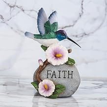 ICE ARMOR Hand Painted 6.5"H Hummingbird with Faith Stone Figurine Statue Sculpture Ornament Decoration Home/Room Decor Unique Gift Ideas for Housewarming Holidays Birthdays Great Collectible Addition