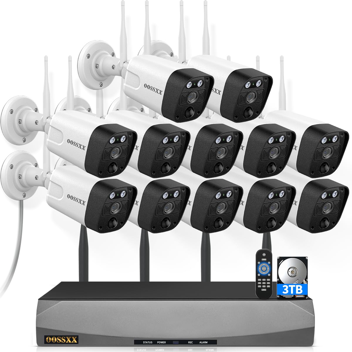 5MP 12Pcs Wireless Cameras Security Camera System 16CH NVR 3TB HDD