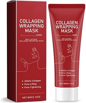 Red Lacto Collagen Wrapping Mask, Deep Collagen Anti Wrinkle Lifting Mask, Glowy Skin, Skin Elasticity, Wrinkle Lifting Gel, Hydrating Moisturizing 1PC