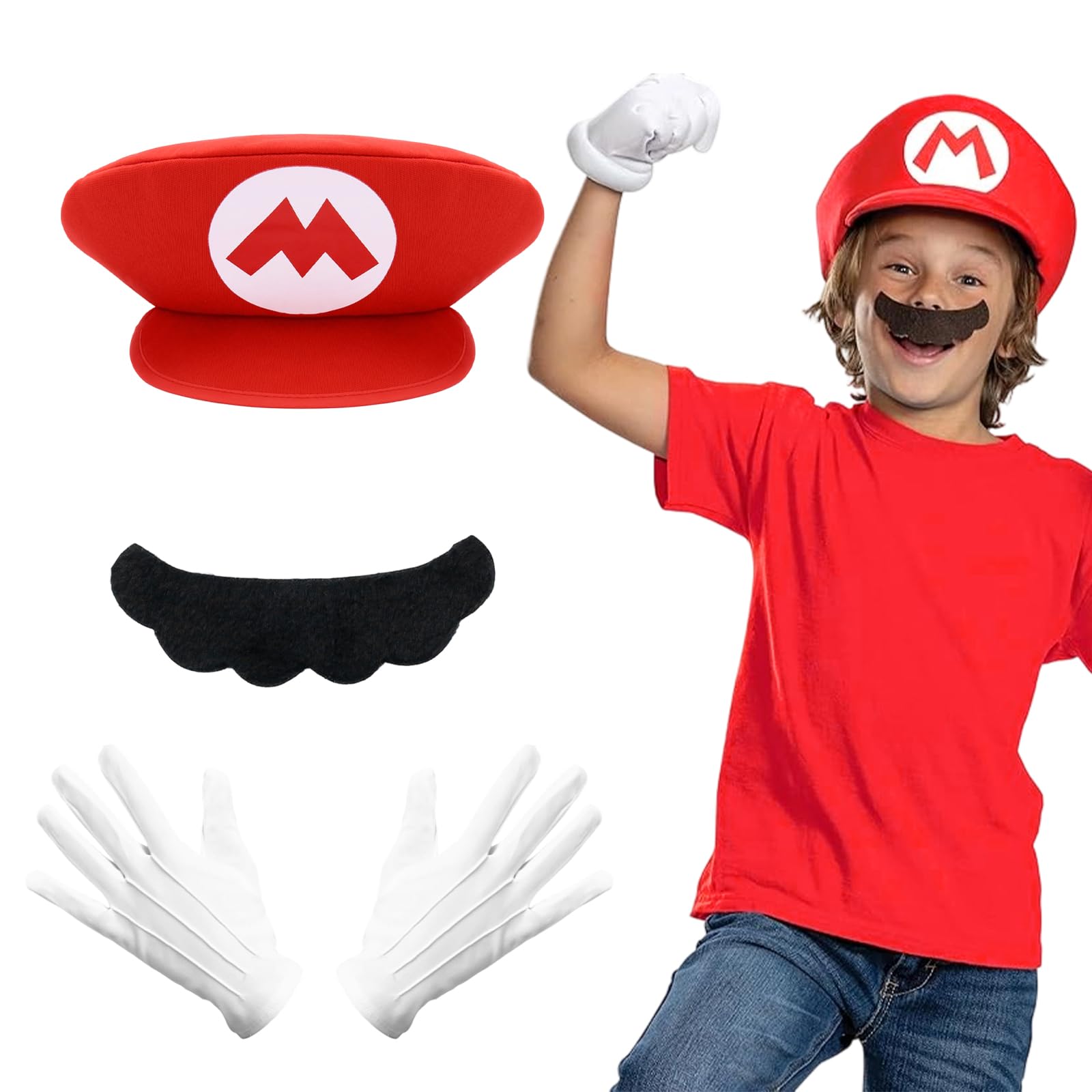 CERCTLA Super Workman Costumes, Cosplay Costume Accessories Kits with Cap Beard Gloves