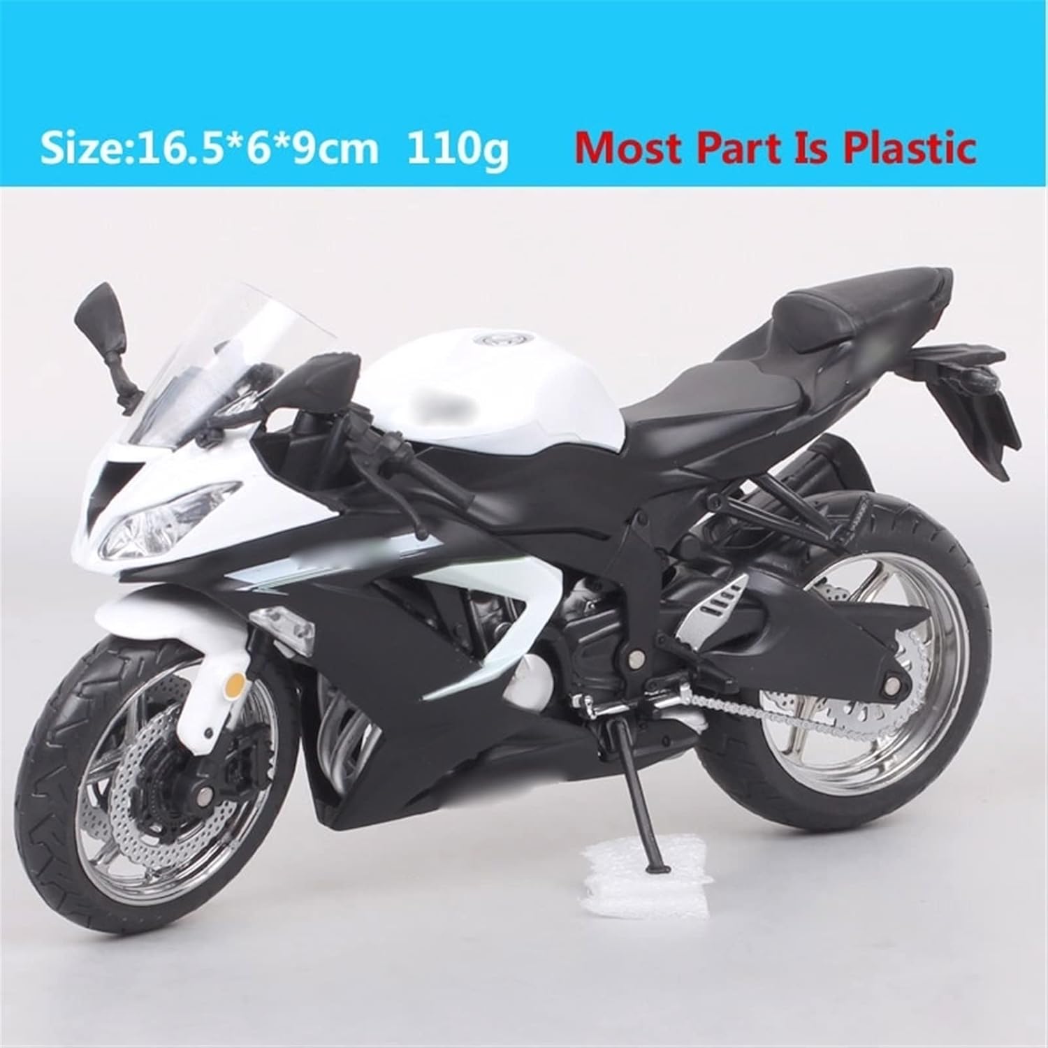 1:12スケールホワイト＆グリーンバイク玩具スポーツバイクダイキャスト