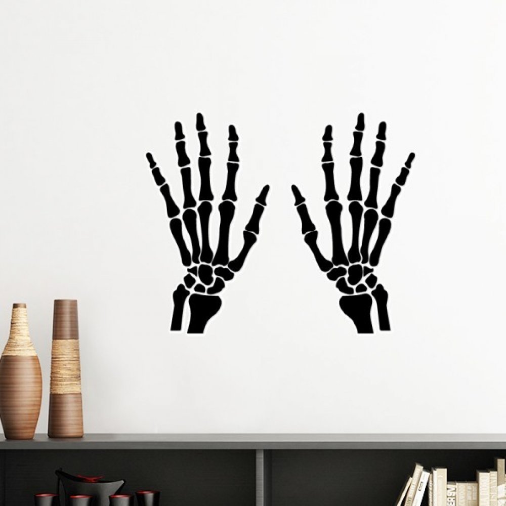 Sticker squelette main humaine noir pour personnaliser un mur de chambre ado