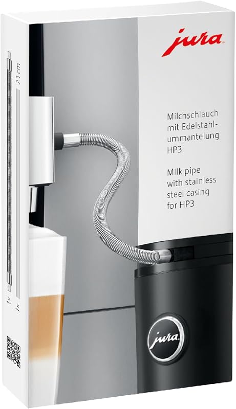 JURA Original Milk Hose with Stainless Steel Coating HP3 – Pack of 1 – 24114, Silver | Stainless steel coating, for JURA fully automatic coffee machines with one-touch, hygienic, durable