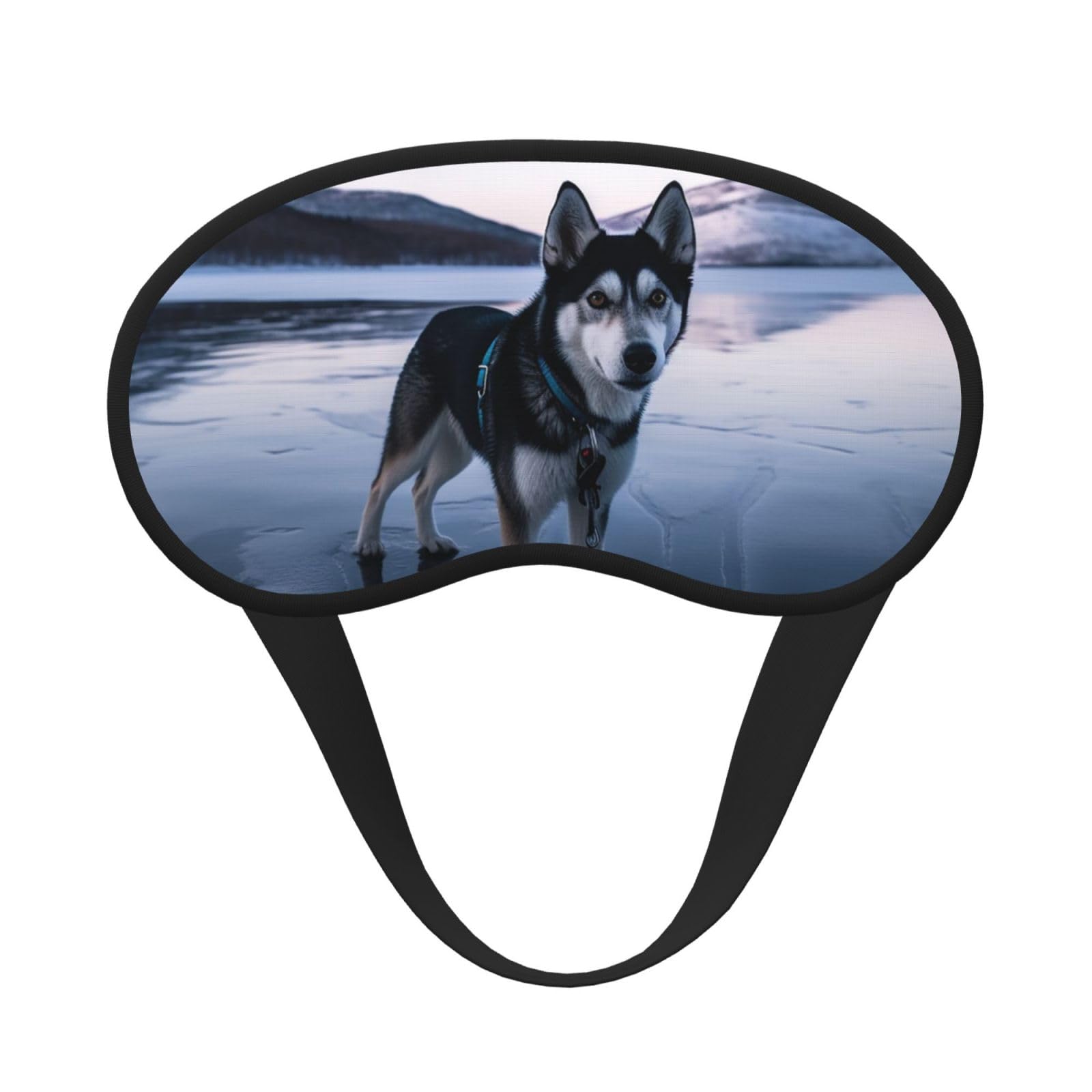 Sleep Mask for Side Sleeper Silk Sleeping Eye Masks with Elastic Strap Super Soft Eye Sleep Shade Cover Husky Dog on a Frozen Lake Blackout Night Blindfold for Women Men Travel