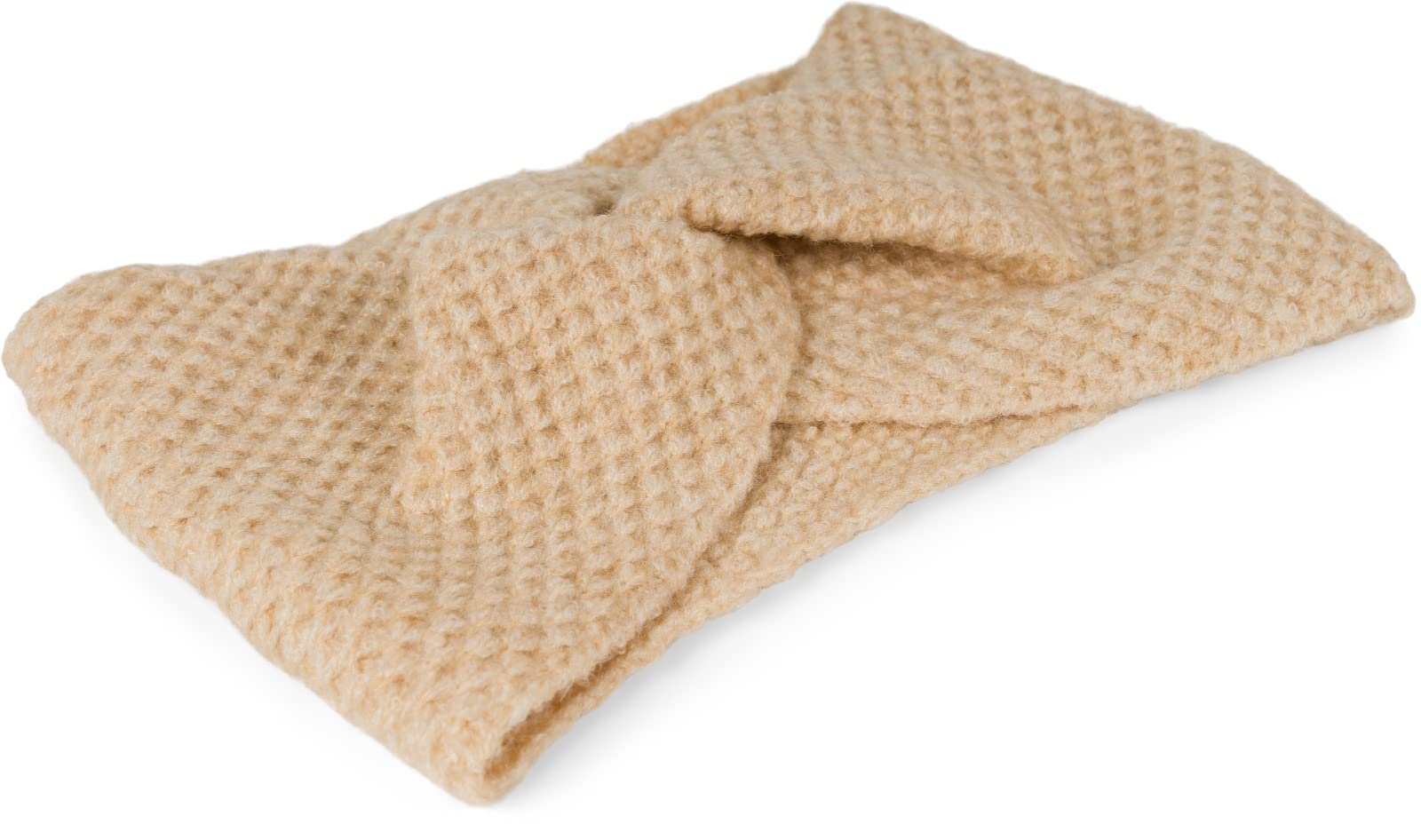 styleBREAKER Ladies Knitted Headband with Waffle Pattern and Twist Knot, Warm Winter Hairband, Headband 04026060, Colour:Beige - Image 2