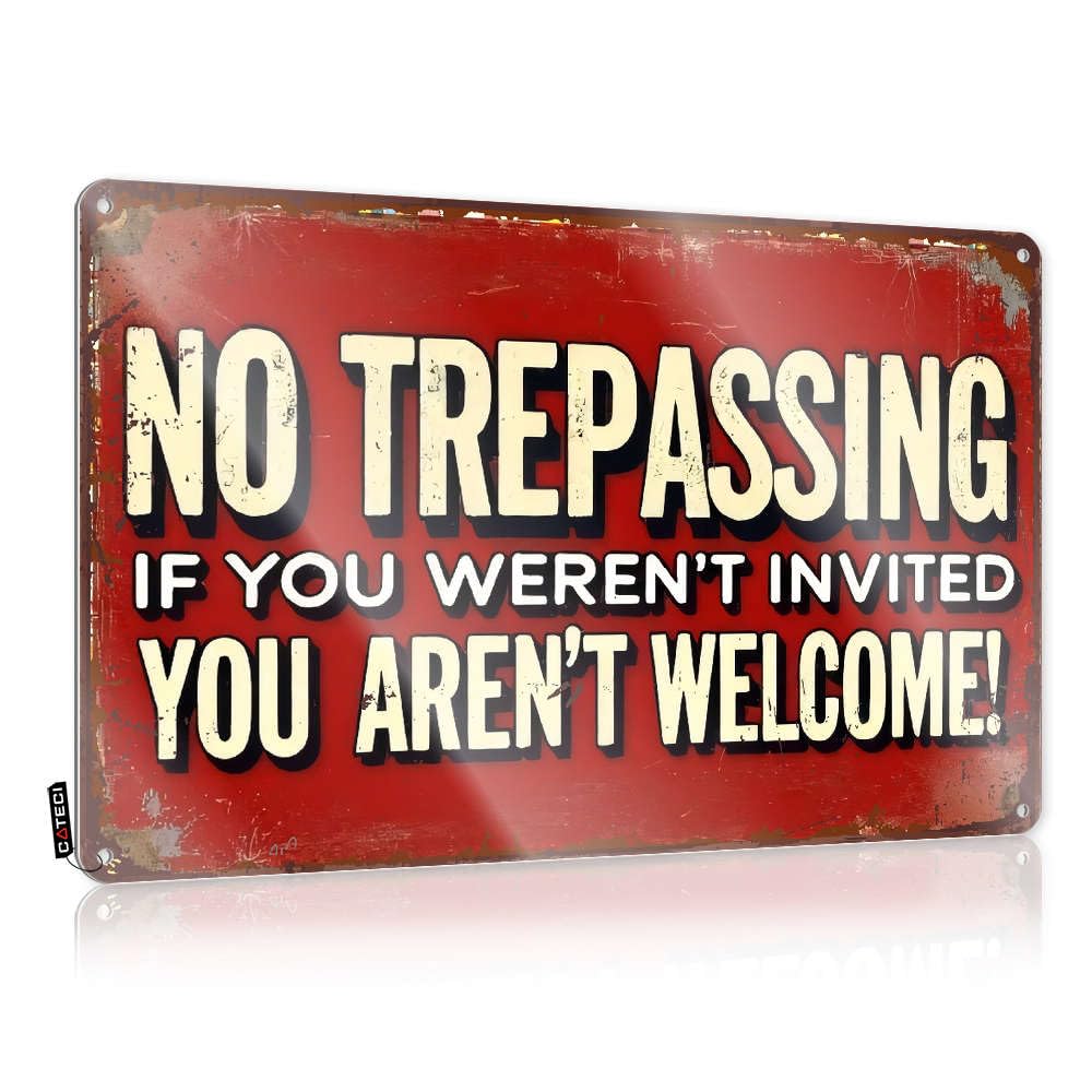 Funny Kitchen Signs No Trespassing. Invited = Welcome. Tin Sign Signs For Man Cave Home Bar Tin Sign(20X30CM)