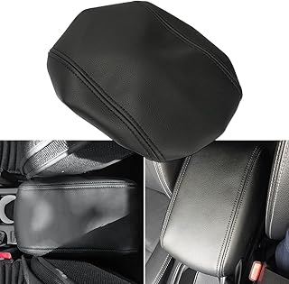 INTGET Console Cover for 2017 2018 Subaru Forester Accessories 2013 2014 2015 2016 Leather Armrest Cover Arm Rest Dog Seat Protector for Subaru Forester Center Console Cover (Black Stitches)