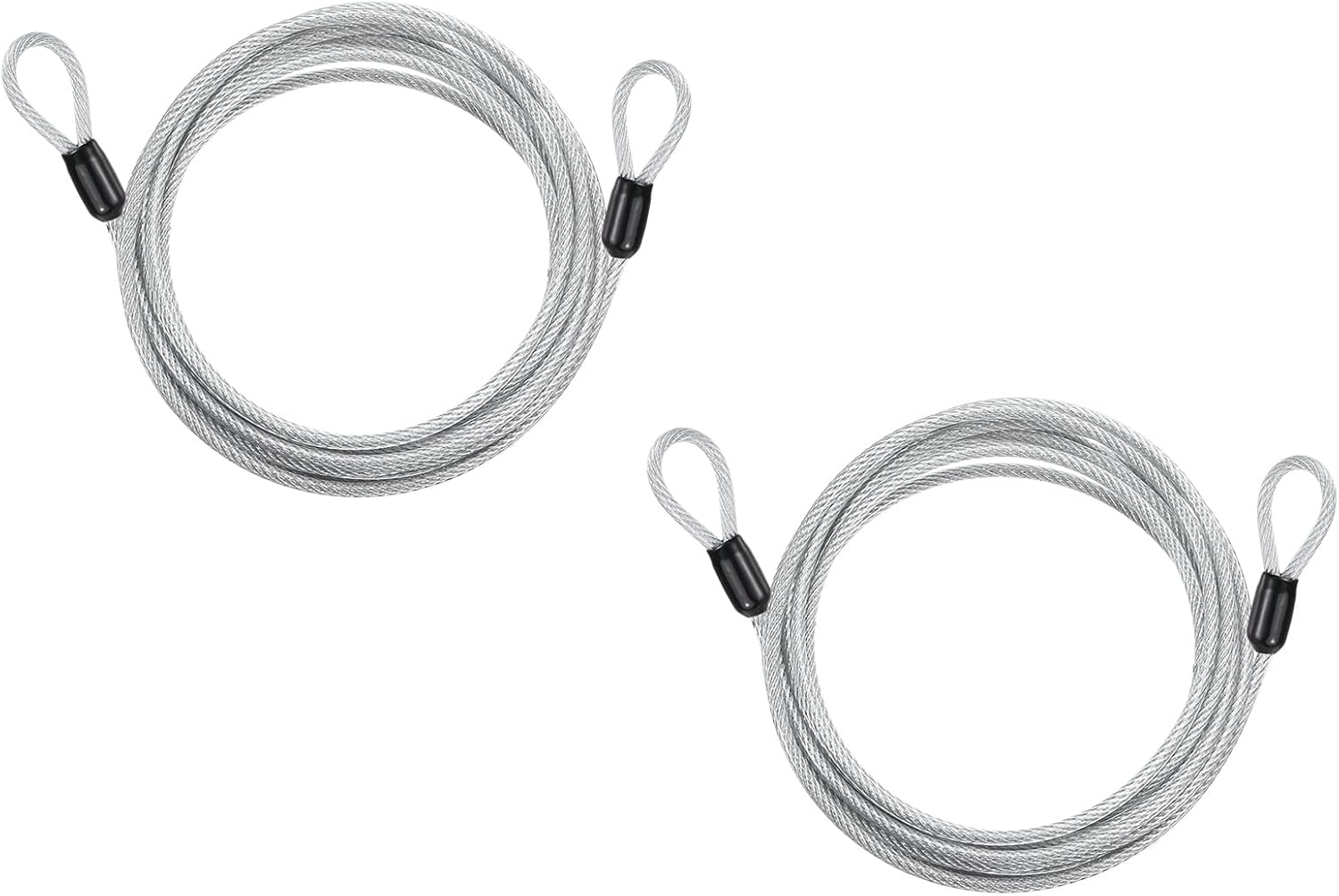 PATIKIL Security Cable Lock (3/16" Dia 9.2ft 132lb Load Capacity, Silver) (2 Pcs) Vinyl Coated Stainless Steel Double Loops Flexible Wire Rope Safety Cable Luggage Lock Suit for - Outdoor