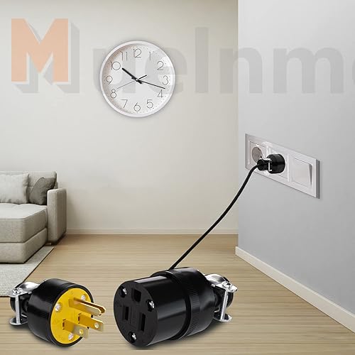 Miniatura 7 de 1 enchufe de repuesto eléctrico para extremo de cable de extensión, NEMA 5-15P, 15A, 125V, 2 polos, 3 alambres, carcasa negra, grado industrial, 3