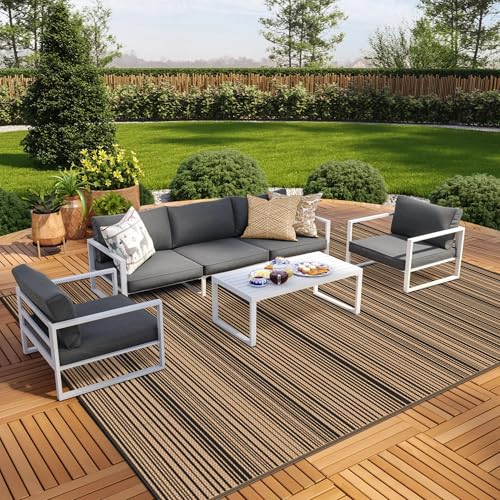Image of GENIMO Outdoor Rug, Waterproof Plastic Rugs for Patio, 10'x14' Light Brown