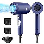 Slopehill Professional Ionic Hair Dryer, Powerful 1800W Fast Drying Low Noise Blow Dryer with 2 Concentrator Nozzle 1 Diffuser Attachments for Home Salon Travel (Prussian Blue)