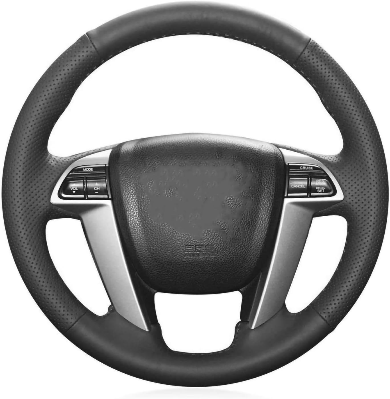 Loncky Black Genuine Leather Car Steering Wheel Cover for Honda Accord 8 2008-2012 / Odyssey EX-L 2011 2012 2013 2014 2015 2016 Honda Odyssey Touring/Pilot EX-L 2011-2015 Pilot Touring Accessories