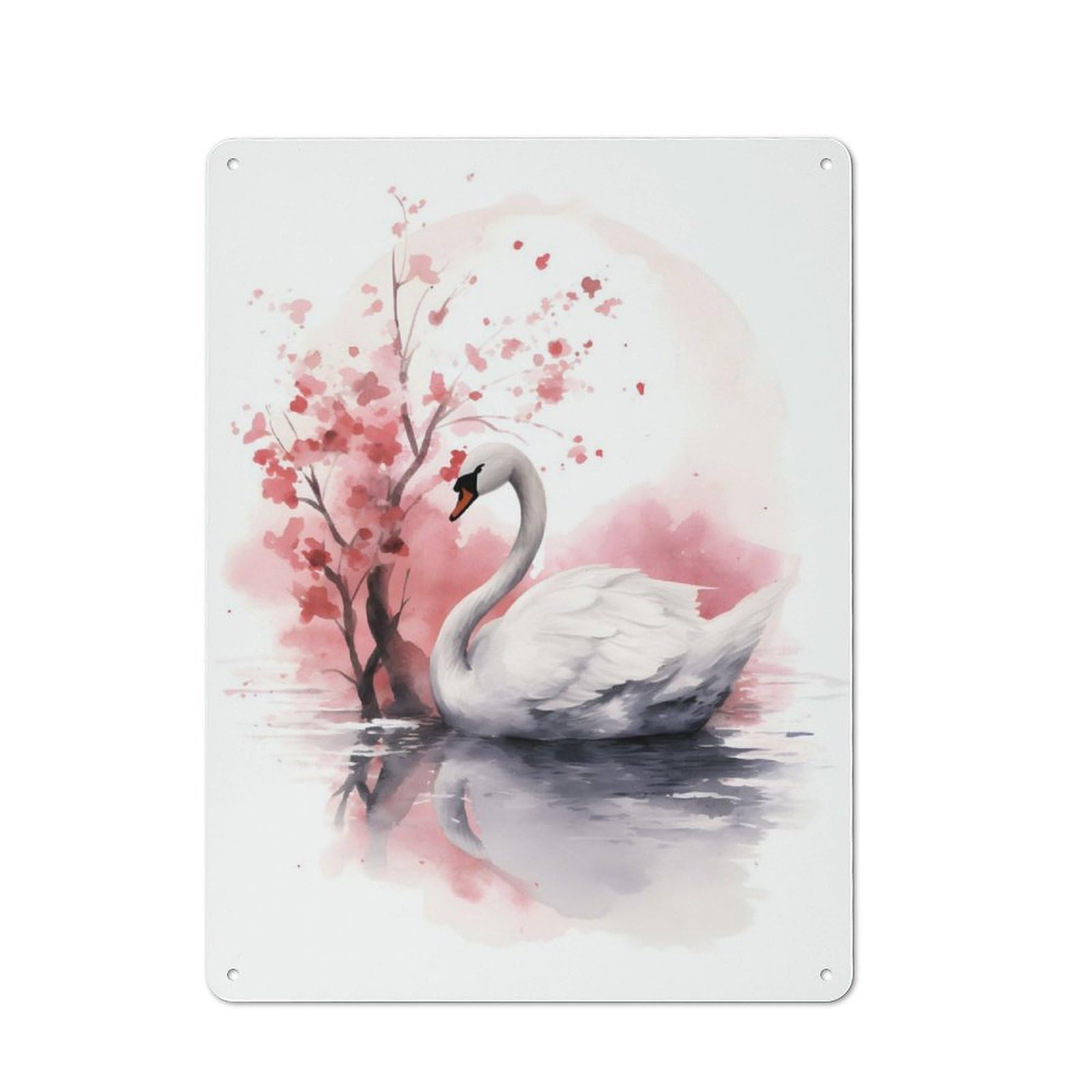 Junmoney Swan Watercolor For Garden Room Or Summerhouse, Retro Tin Sign 40X30cm, Suited To Wall Displays In Garden Rooms And Summerhouses