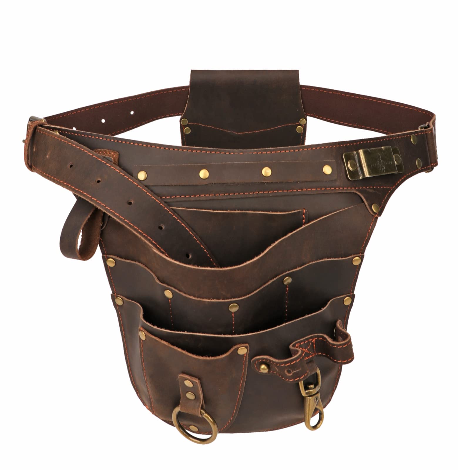 TOURBON - Borsa porta attrezzi da giardino, in vera pelle, regolabile, per elettricisti e falegnami